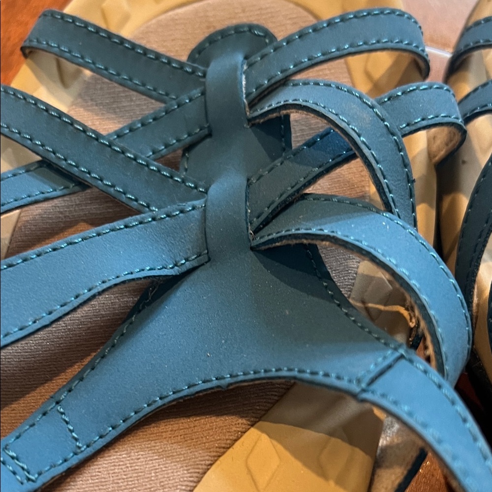 Lands' End Blue-Green Strappy Comfort Sandals - Picture 4 of 6